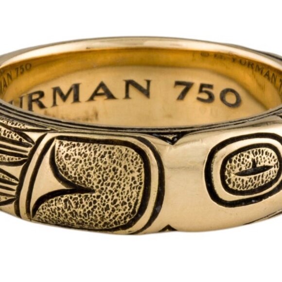 DAVID YURMAN 18K 750 YELLOW GOLD ENGRAVED BAND RING - Picture 7 of 9